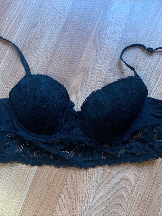 Adore Me Other - Adore Me Black Lace Longline Push-Up Bra